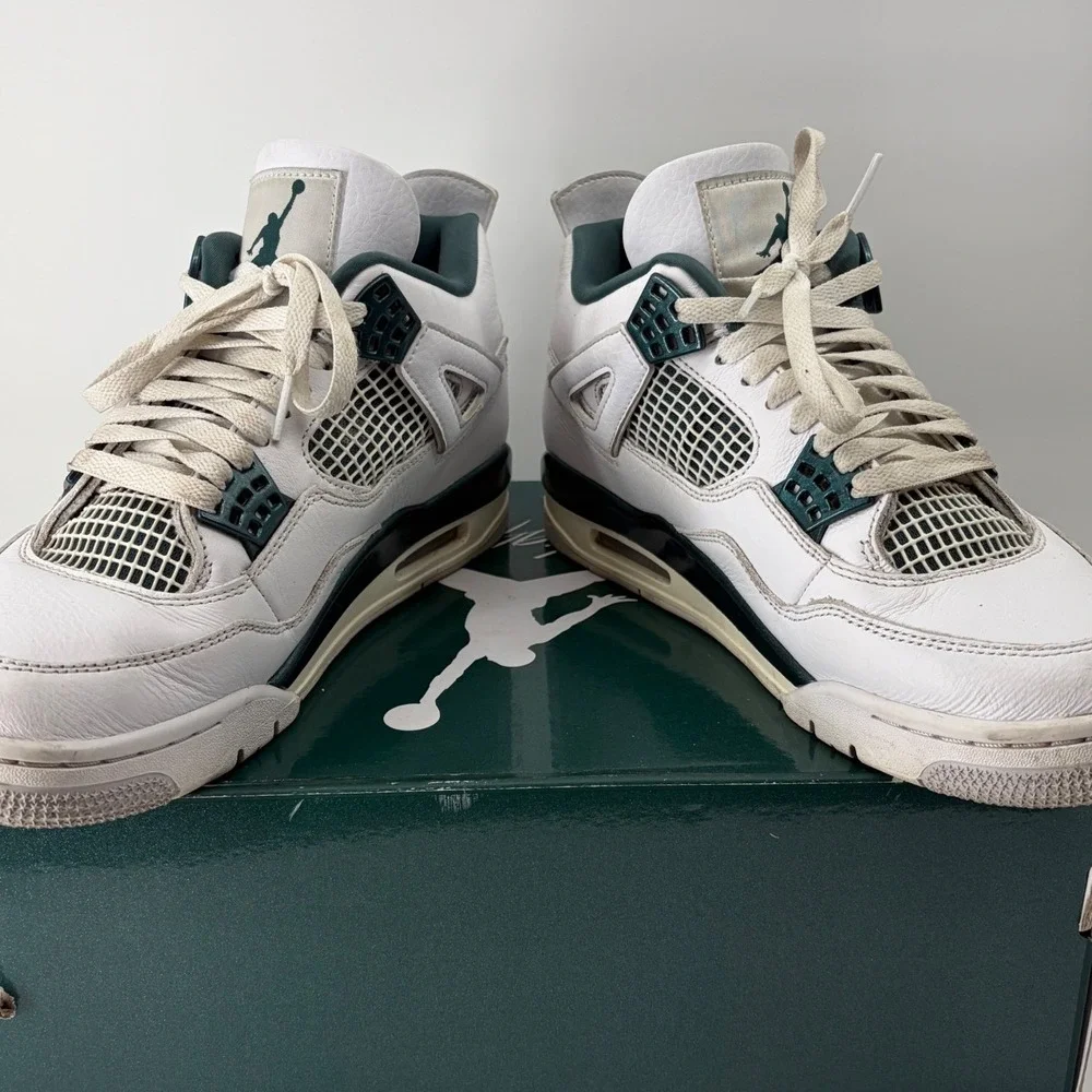 Air Jordan 4 Retro Oxidized Green White Men Basketball Shoes FQ8138-103 Size 8.5